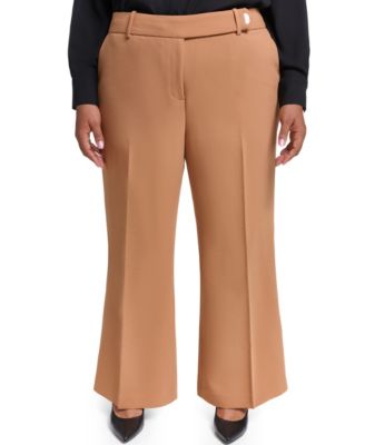 KARL LAGERFELD PARIS Plus Size Wide-Leg Mid-Rise Woven Pants