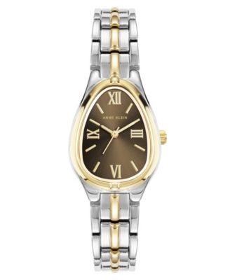 Женские кварцевые наручные часы Anne Klein Women's Tear Drop Brown Two-Tone Alloy Metal 30 x 25mm