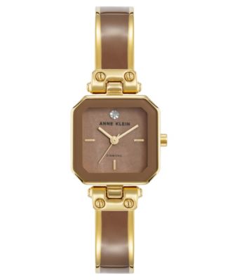 Anne Klein Women's Quartz Octagonal Taupe Dial Gold-Tone Bangle Watch 24mm