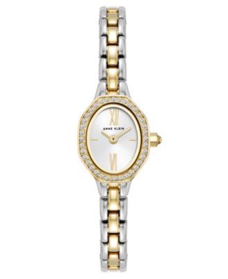 Anne Klein женские кварцевые часы с овальным серебристым циферблатом и двухцветным металлическим браслетом 18 мм