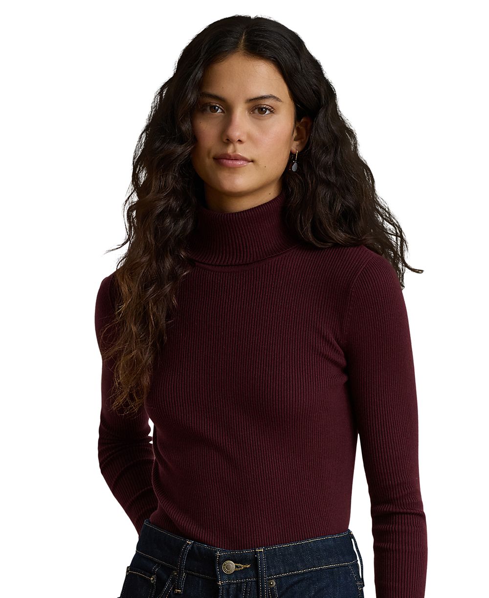 Lauren Ralph Lauren Petite Ribbed Slim-Fit Cotton-Blend Turtleneck Sweater
