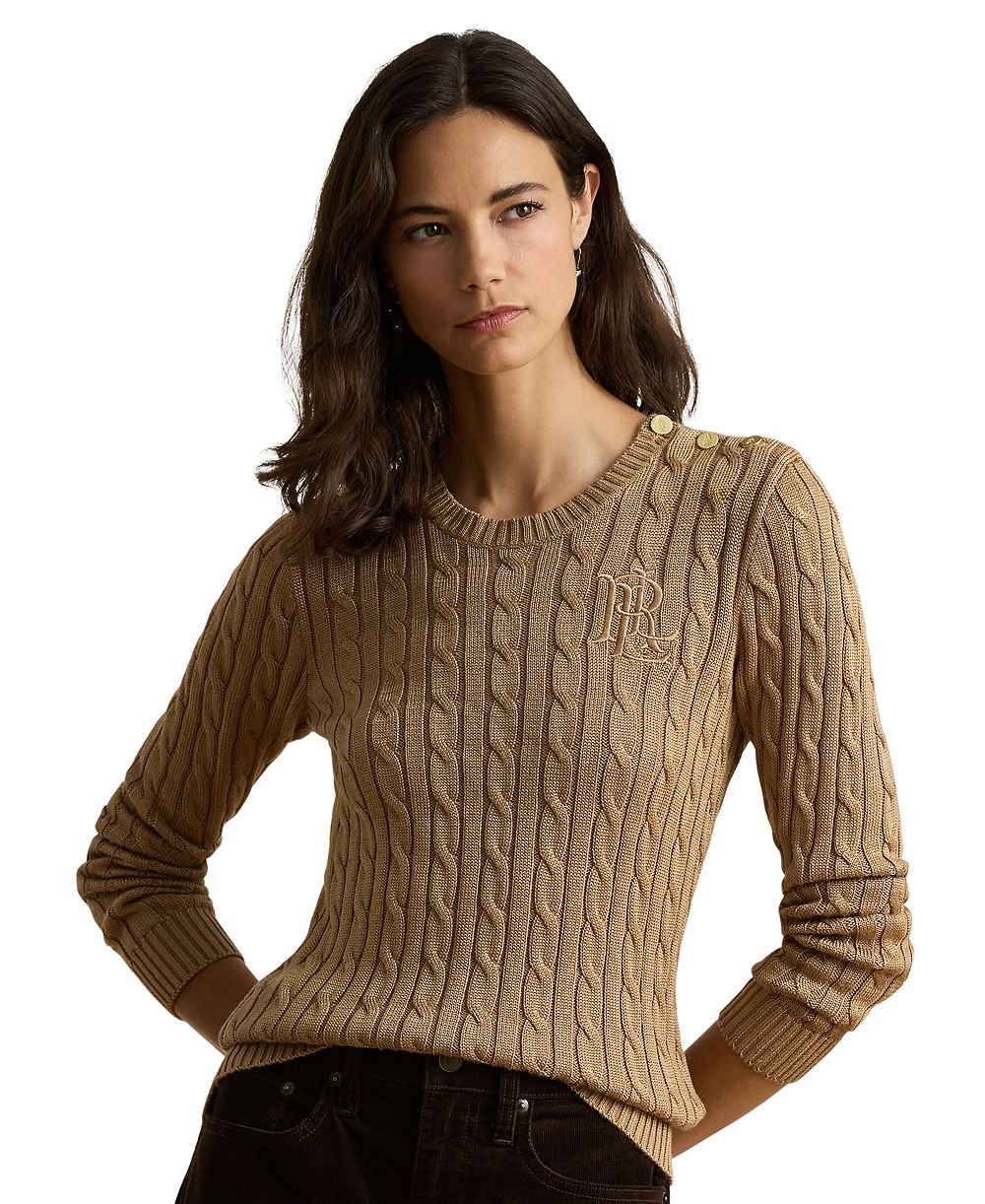 Lauren Ralph Lauren Petite Button-Trim Cable-Knit Sweater