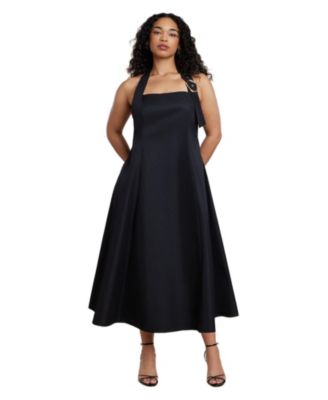 ELOQUII Women's Plus Size Buckle Neckline Maxi Dress