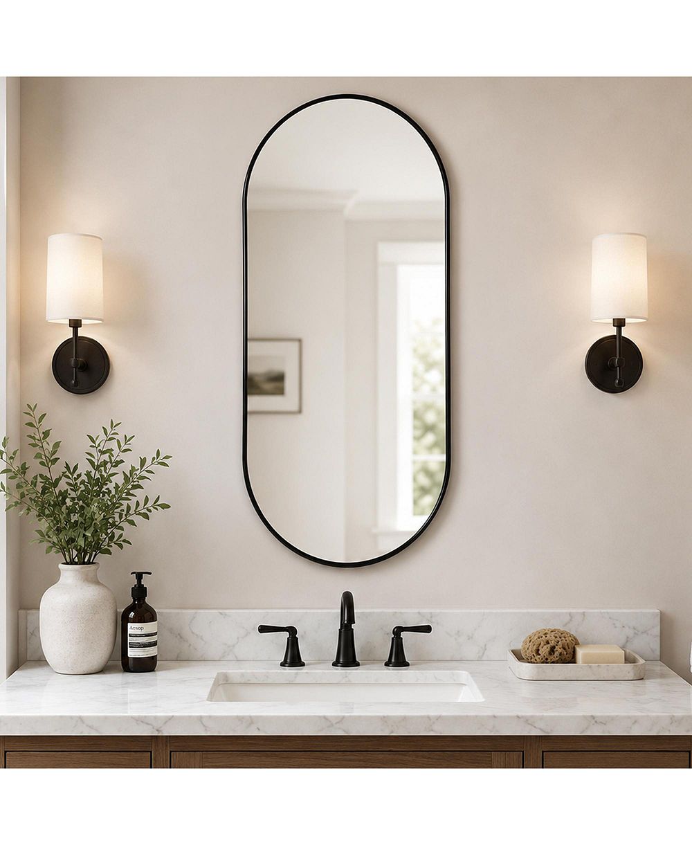 BUSDAYS 18 x 40 Inch PVC Frame Mirror Wall Mounted