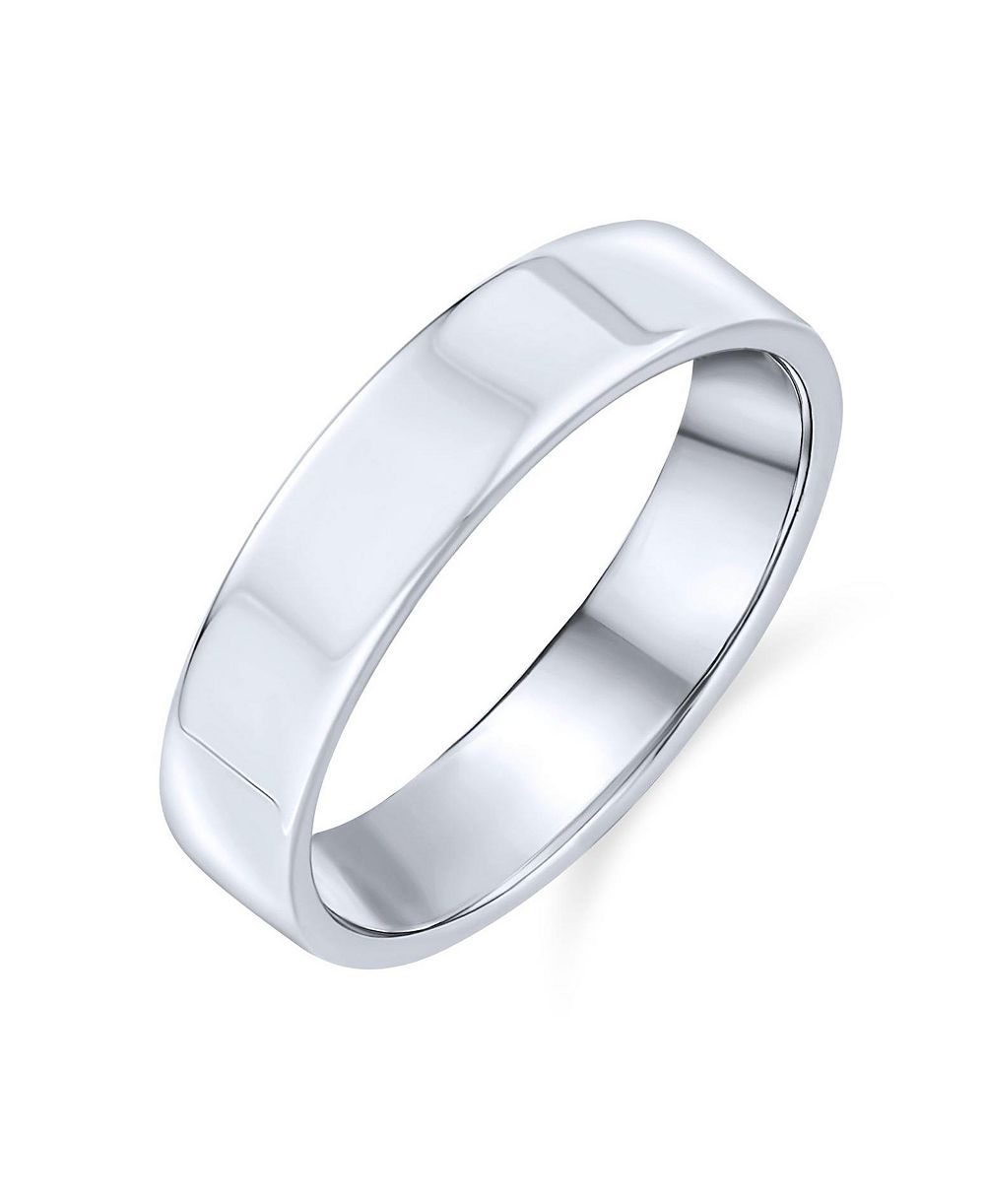 Bling Jewelry Traditional Simple Flat Band Ring .925 Sterling Silver 4MM Wide Comfort Fit