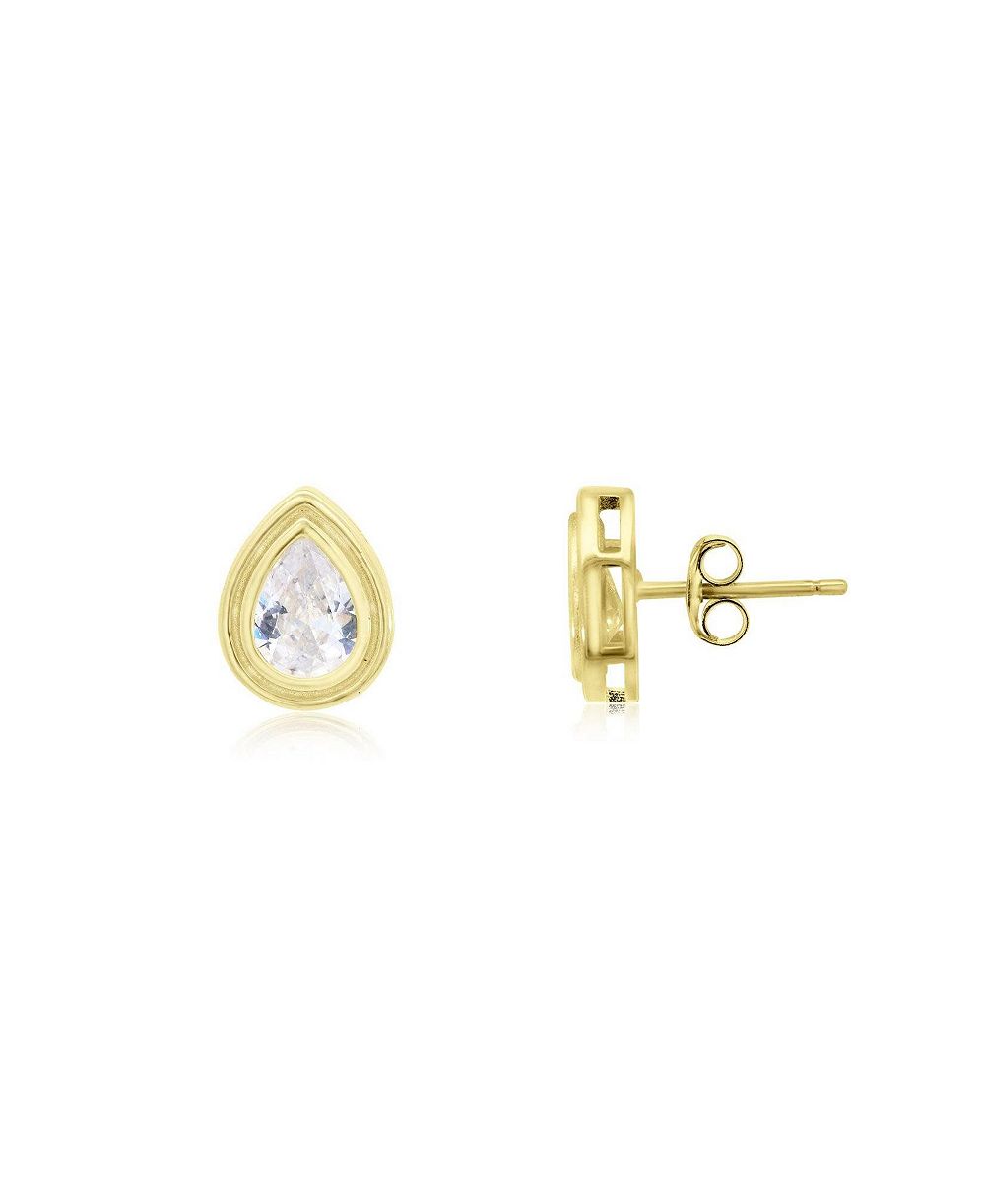 The Lovery серьги-гвоздики CZ Pear Double Bezel
