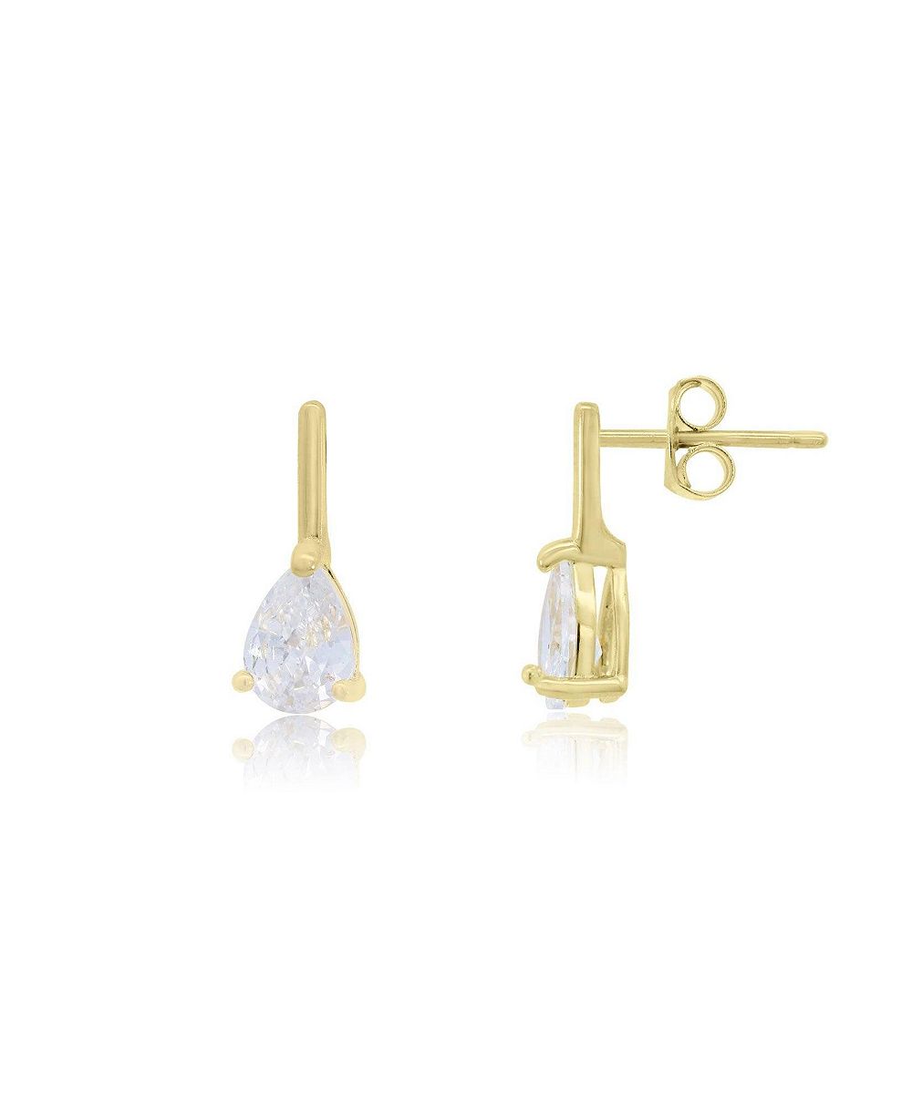 Серьги The Lovery CZ Pear Bar Drop 14K Gold-Plated Sterling Silver