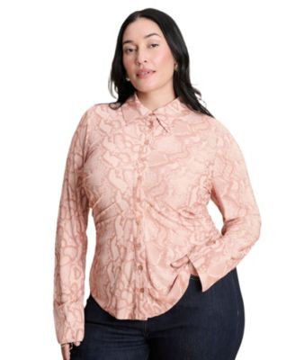 ELOQUII Plus Size Printed Button Up Top