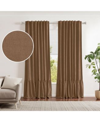 Awesome Home шторы из хлопка 100% Blackout Ruffle Curtains Pair