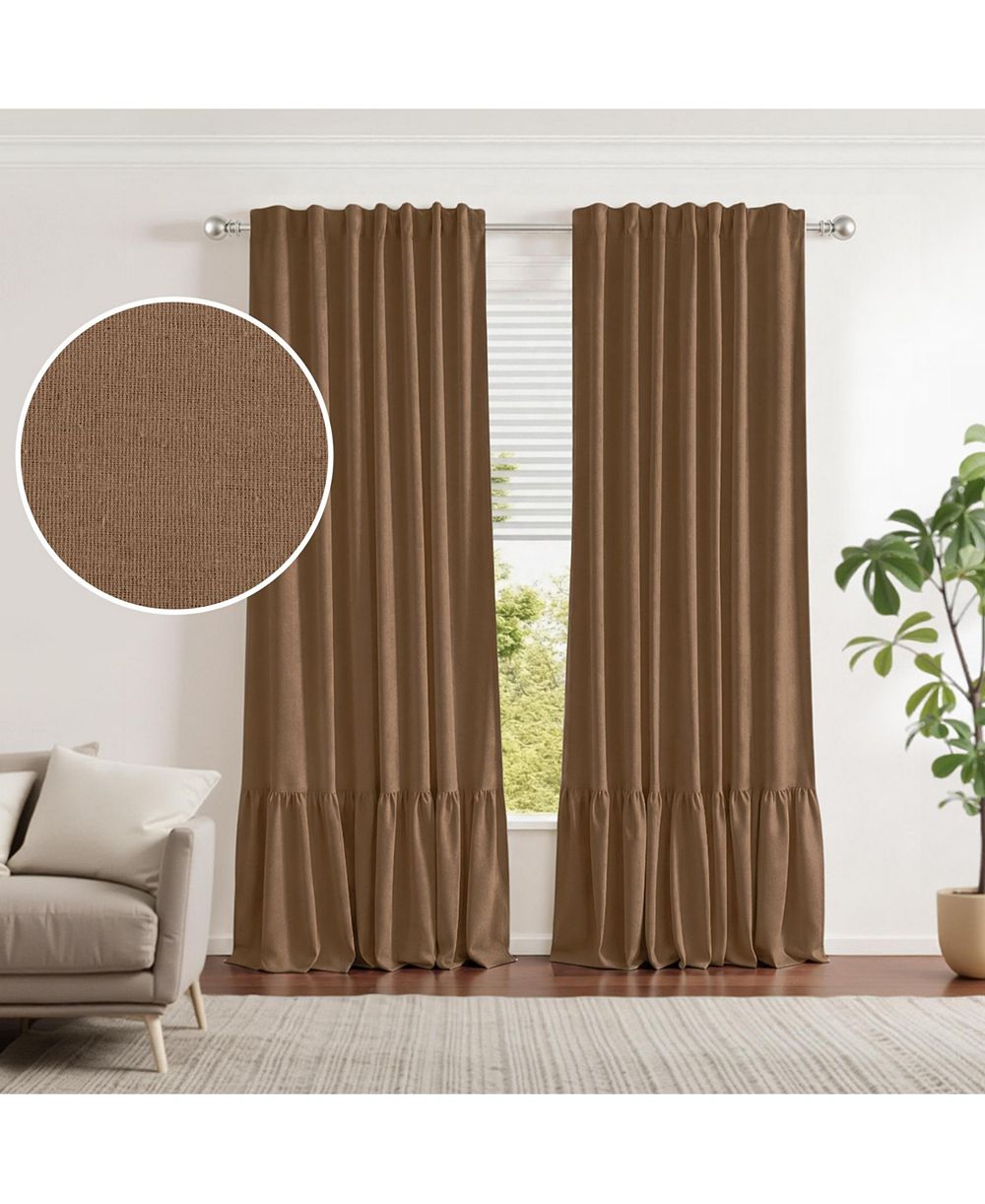 Парные шторы Awesome Home 100% Blackout Cotton Blend Ruffle