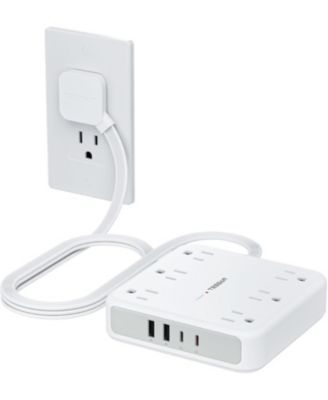 Сетевой фильтр TESSAN 2100J с удлинителем 5 FEET, плоская вилка, 4 USB (2 USB C) и 6 AC розеток