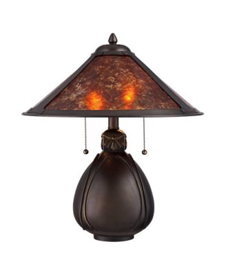 Robert Louis Tiffany Mission Rustic Accent Table Lamp 19 High with Table Top Dimmer Bronze Ceramic Cone Shade for Bedroom Bedside
