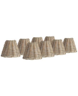 Springcrest 3" Top x 6" Bottom x 5" High x 5" Slant Chandelier Lamp Shade Replacement Set of 8 Wicker Clip On Candelabra