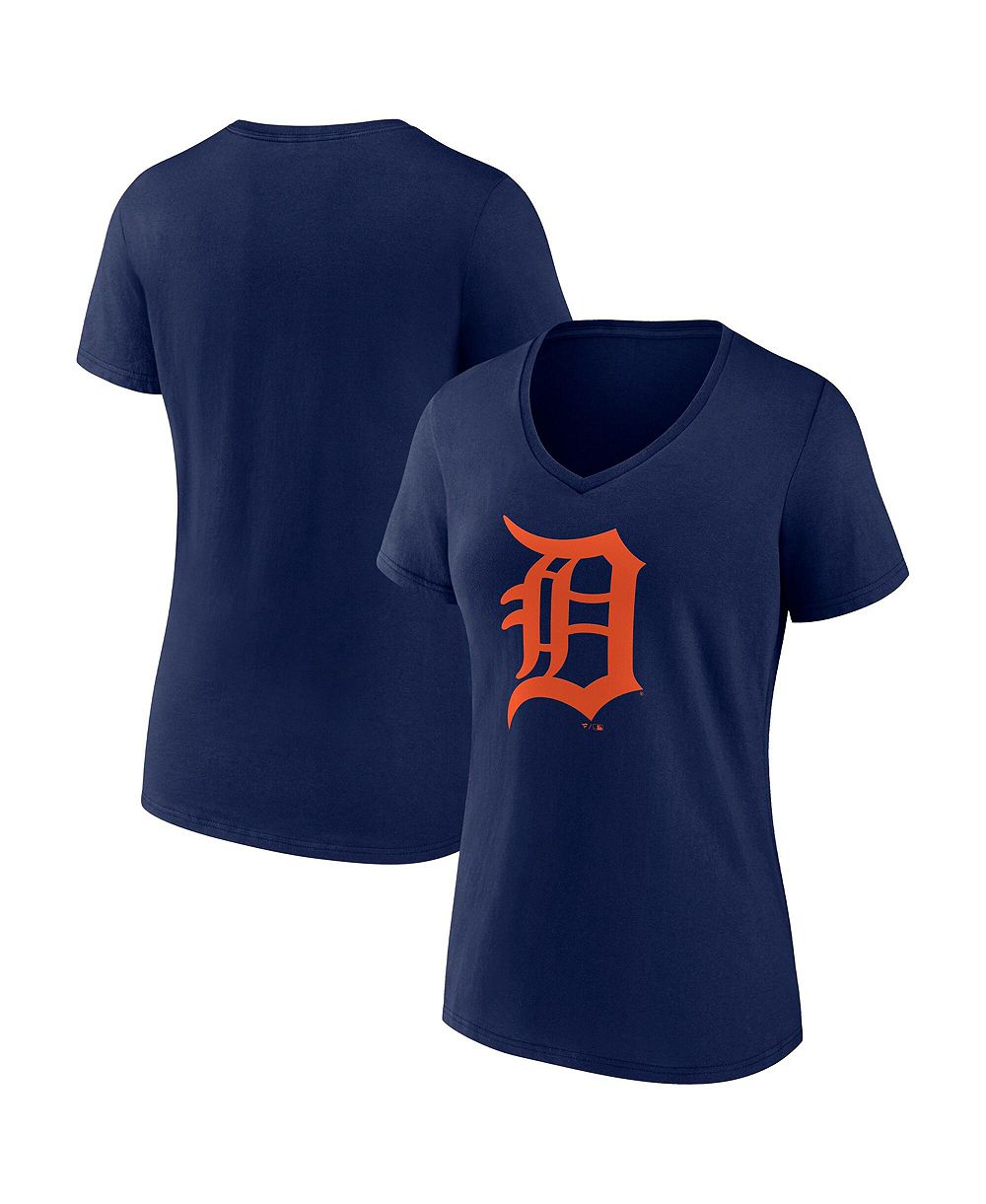 Женская футболка Logo Athletic Navy Detroit Tigers V-Neck