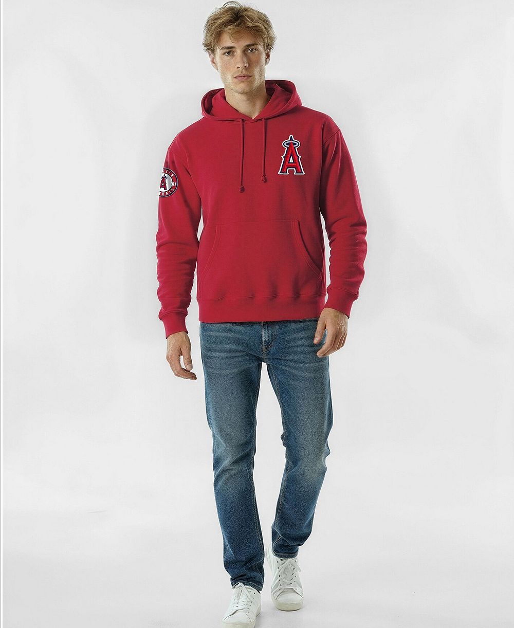 Мужское худи Champion Red Los Angeles Angels Reverse Weave Chenille