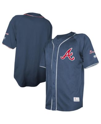 Stitches Men's Navy Atlanta Braves Team Color Full-Button Fashion Jersey