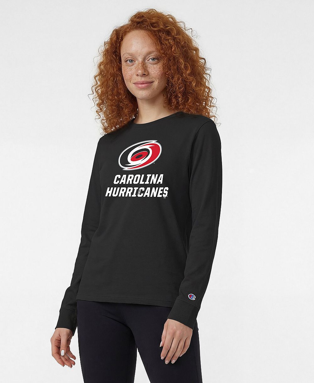 Женская футболка Champion Carolina Hurricanes с длинным рукавом, черная