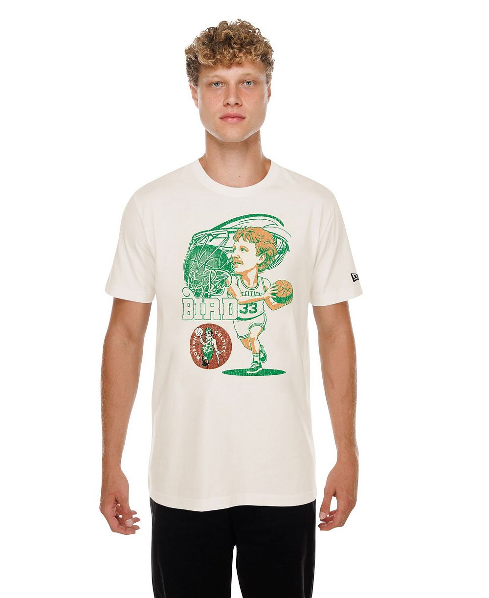 Мужская футболка New Era Larry Bird Cream Boston Celtics Player Graphic