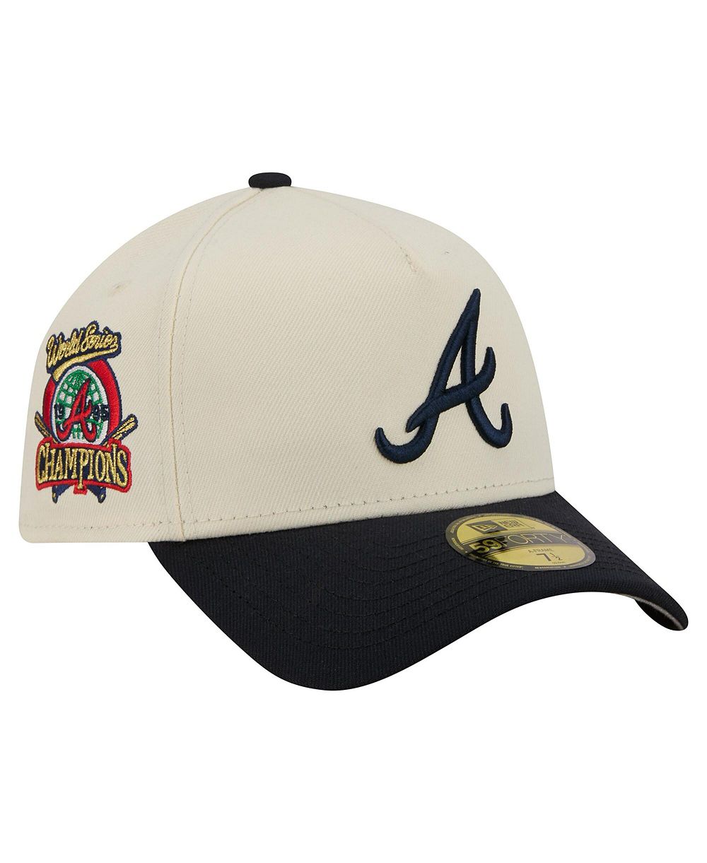 Мужская кепка New Era Cream Atlanta Braves Chrome A-Frame 59FORTY Fitted