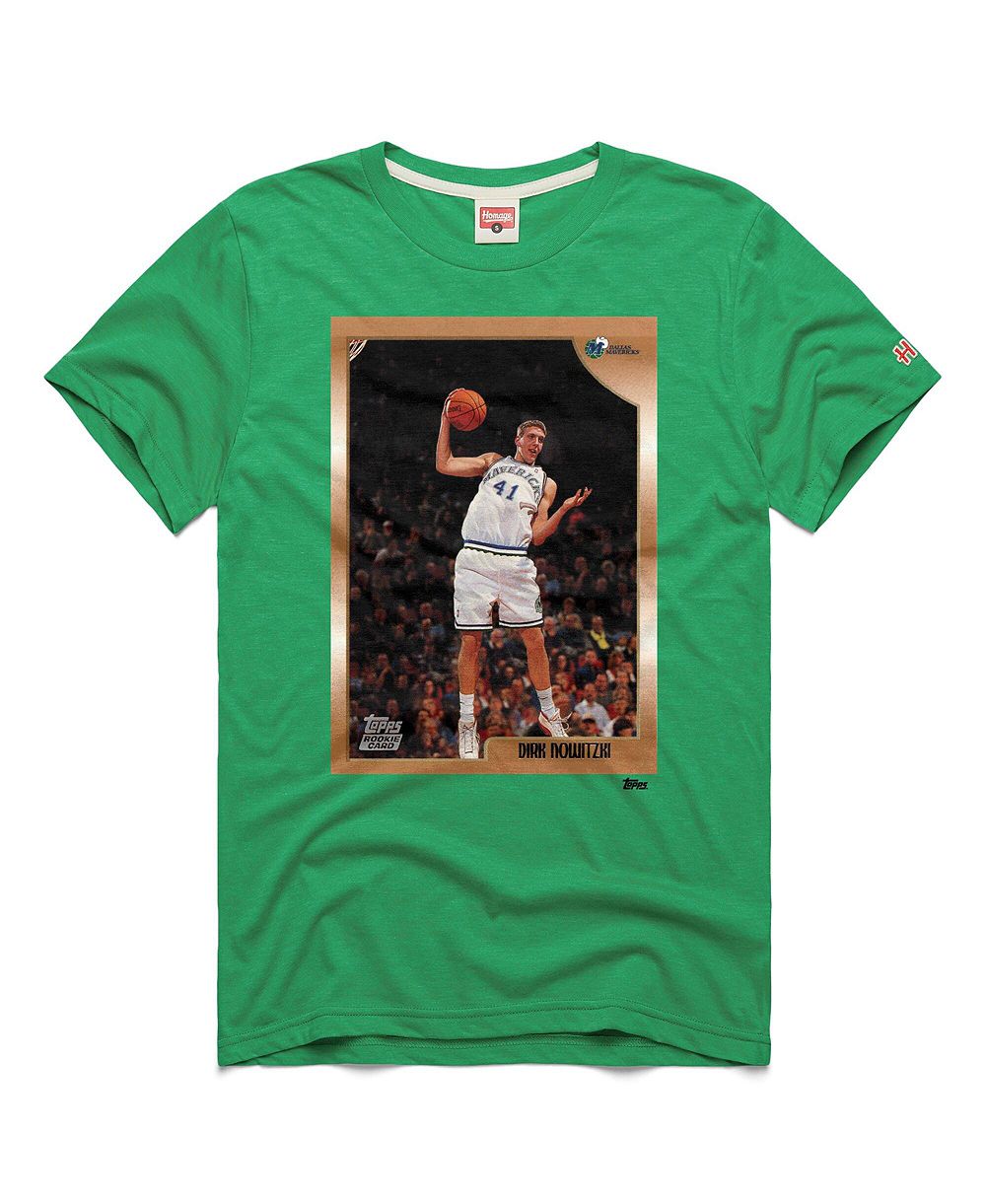 Футболка Homage Men's and Women's Dirk Nowitzki Green Dallas Mavericks Topps Trading Card Player Tri-Blend