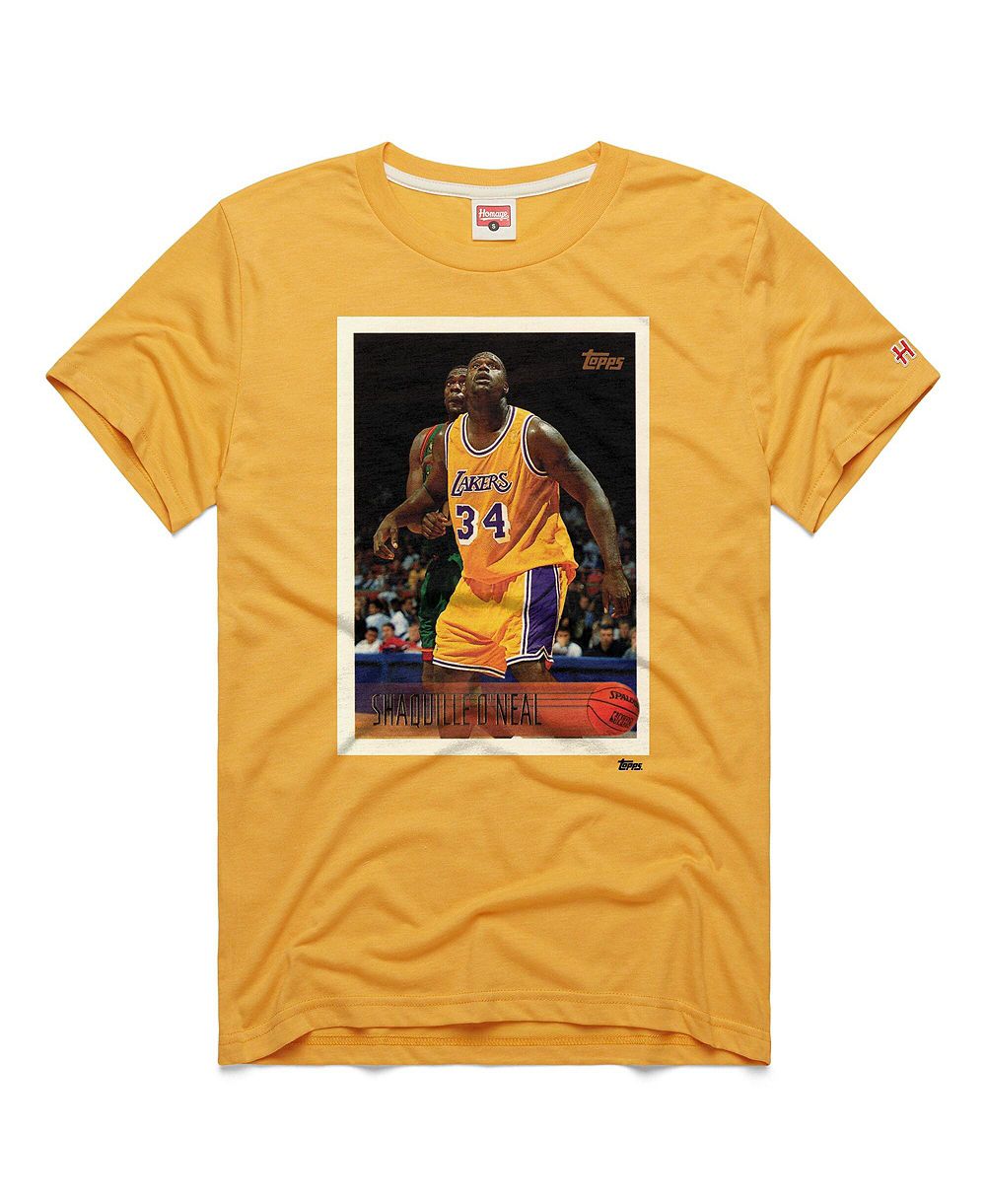 Homage Men's and Women's Shaquille O'Neal Gold Los Angeles Lakers Topps Trading Card Player Tri-Blend T-Shirt