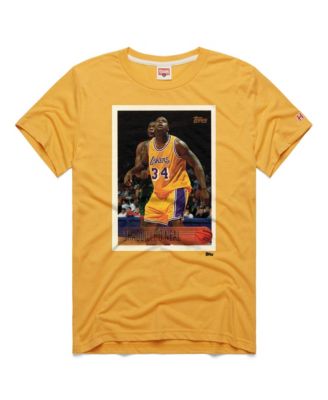 Мужская и женская футболка Homage Shaquille O'Neal Gold Los Angeles Lakers Topps Trading Card Player Tri-Blend