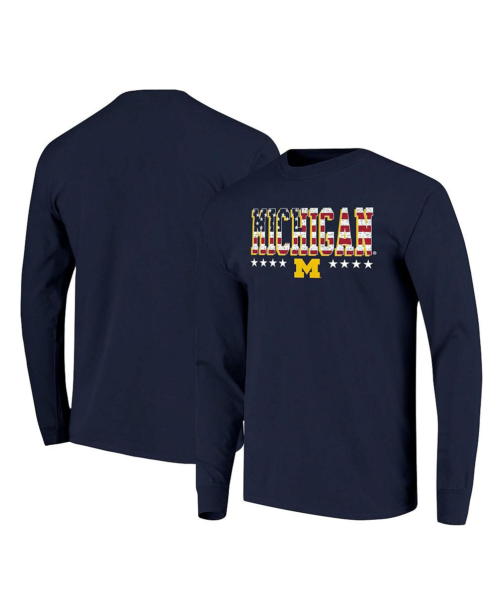 Image One Мужская темно-синяя футболка с длинным рукавом Michigan Wolverines