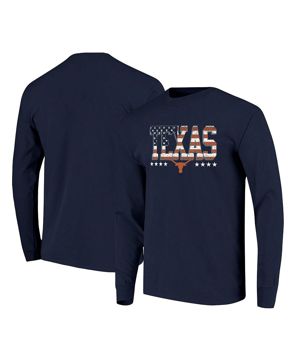 Image One Men's Navy Texas Longhorns Tall Type Flag Long Sleeve T-Shirt