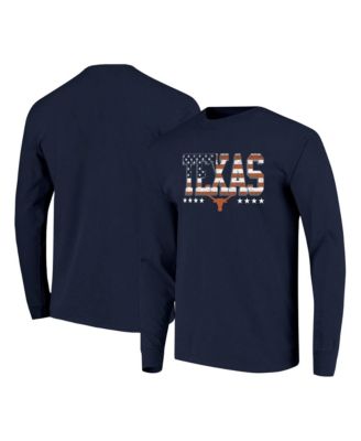 Image One Men's Navy Texas Longhorns Tall Type Flag Long Sleeve T-Shirt