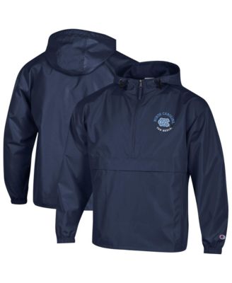 Мужская ветровка Champion Navy North Carolina Tar Heels Packable Hooded Windbreaker Half-Zip Jacket