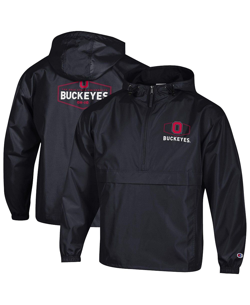 Champion Men's Black Ohio State Buckeyes Delay Packable Half-Zip Jacket