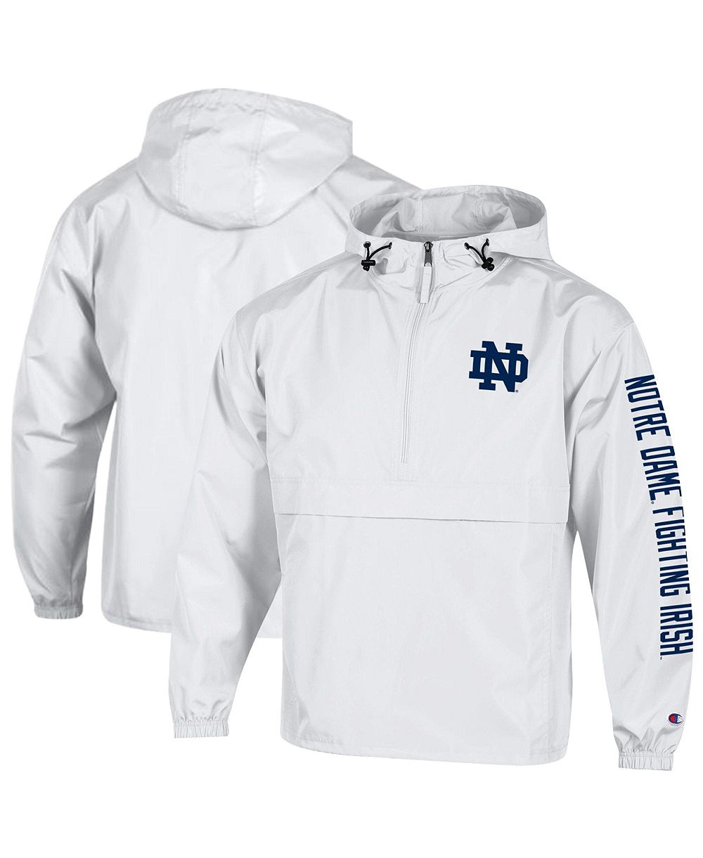 Мужская куртка Champion White Notre Dame Fighting Irish Cloud Packable Half-Zip Hooded