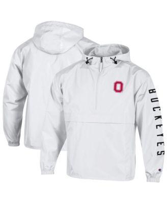 Champion Men's White Ohio State Buckeyes Cloud Packable Half-Zip Hooded Jacket
