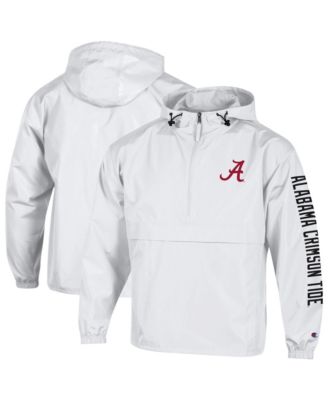 Champion Men's White Alabama Crimson Tide Cloud Packable Half-Zip Hooded Jacket
