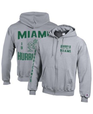 Champion Men's Gray Miami Hurricanes Varsity Powerblend Full-Zip Fleece Hoodie