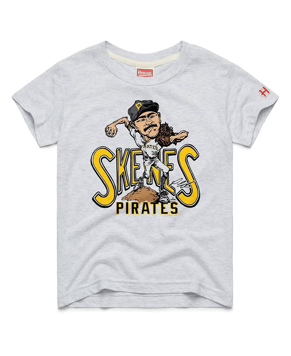 Детская футболка Homage Paul Skenes Ash Pittsburgh Pirates Caricature Tri-Blend