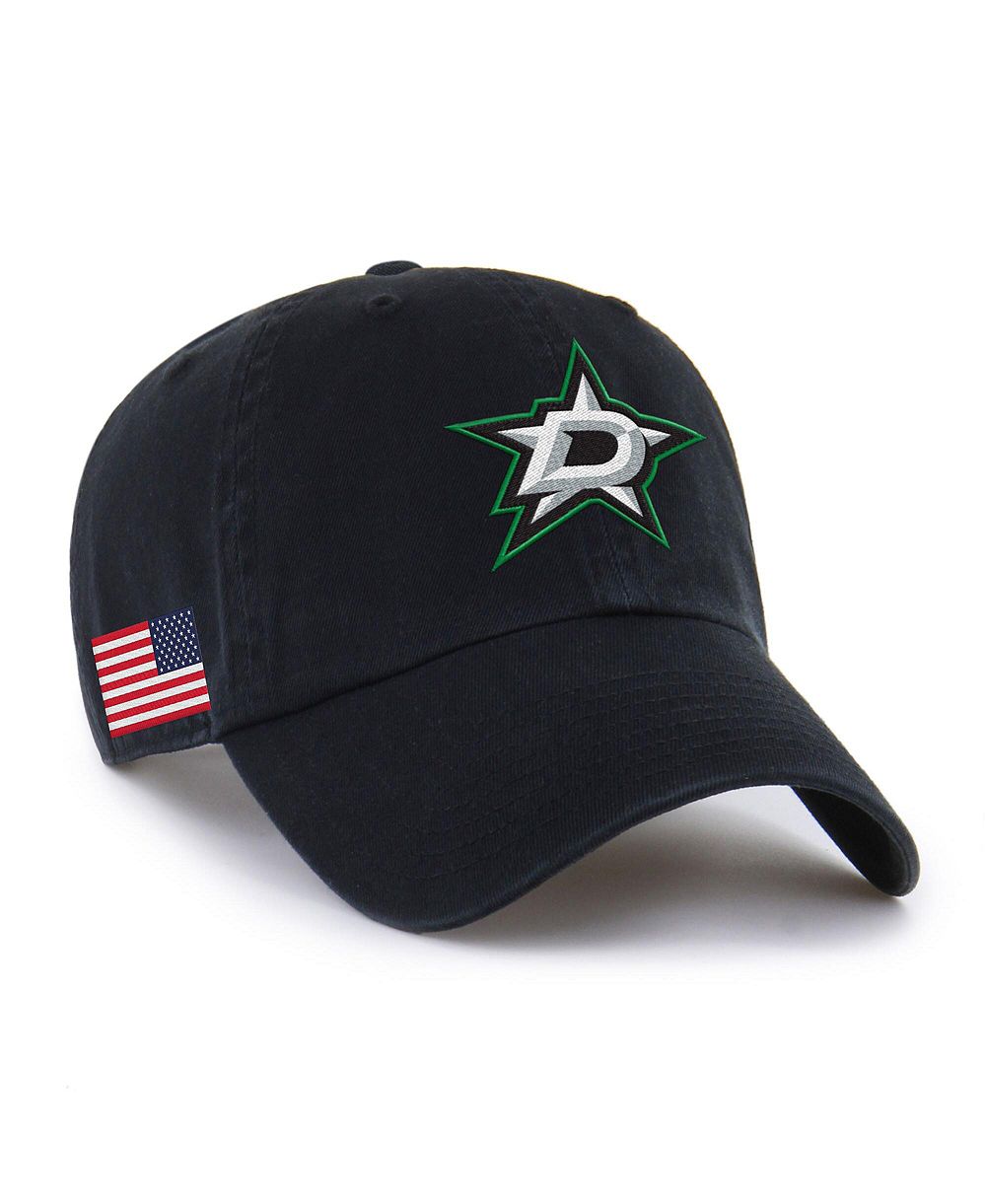 Мужская и женская кепка '47 Brand Black Dallas Stars Heritage Flag Clean Up Adjustable
