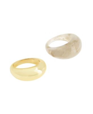 Steve Madden Cream Boho Chunky Resin Duo Ring Set
