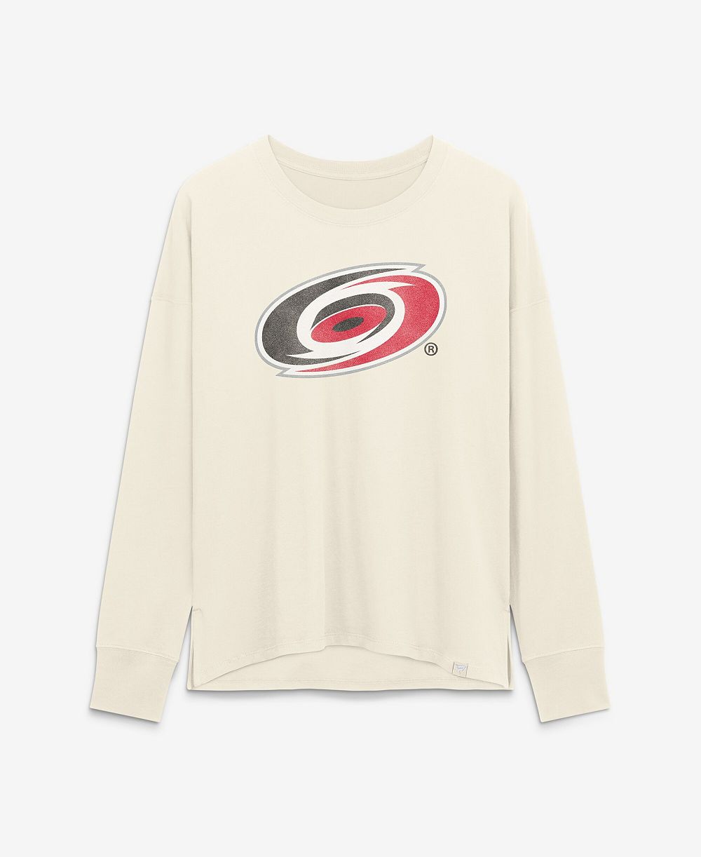 Fanatics Women's Cream Carolina Hurricanes Distressed Logo Long Sleeve T-Shirt