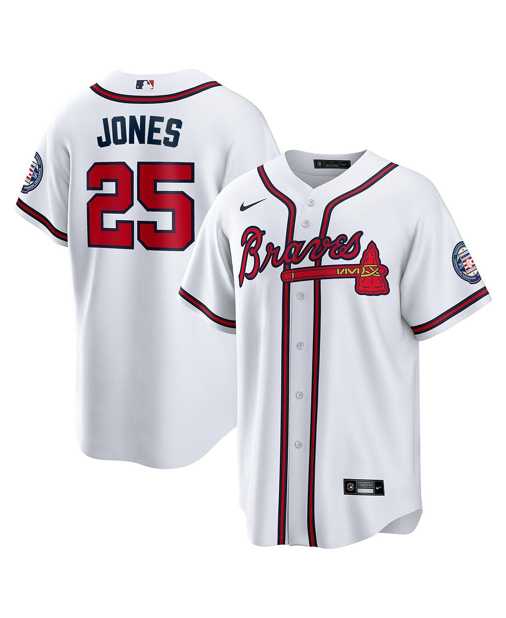 Мужская джерси Nike White Atlanta Braves Home Replica 2026 Hall of Fame Patch