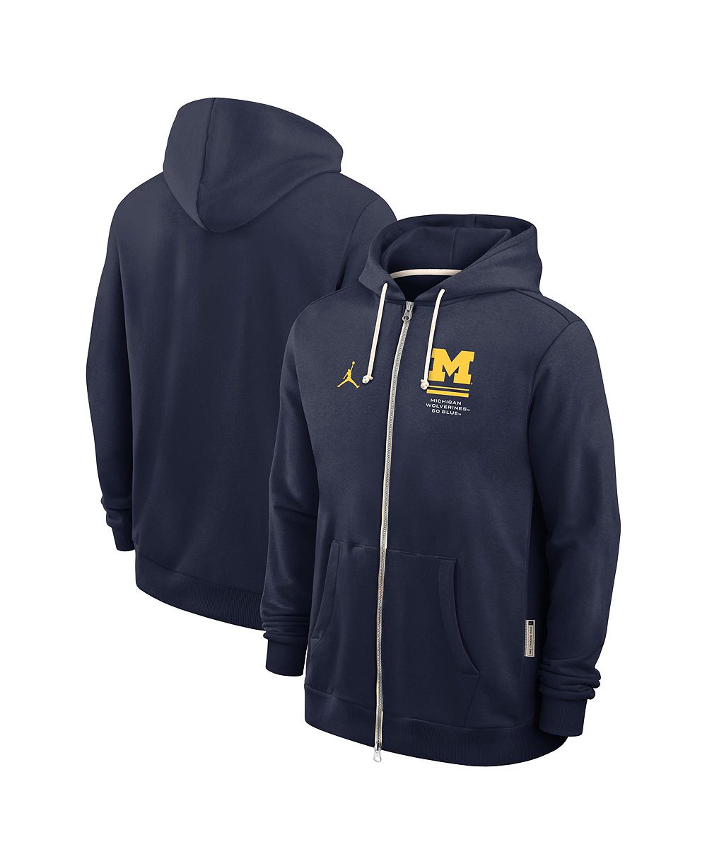 Мужское худи Jordan Navy Michigan Wolverines 2026 Sideline Standard Issue Dri-FIT Full-Zip