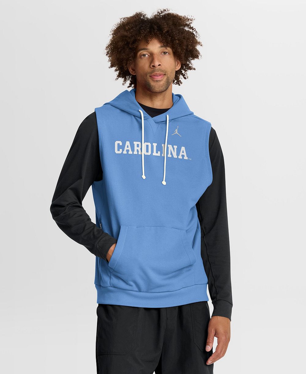 Мужское худи Jordan Carolina Blue North Carolina Tar Heels 2026 Sideline Sleeveless Dri-FIT