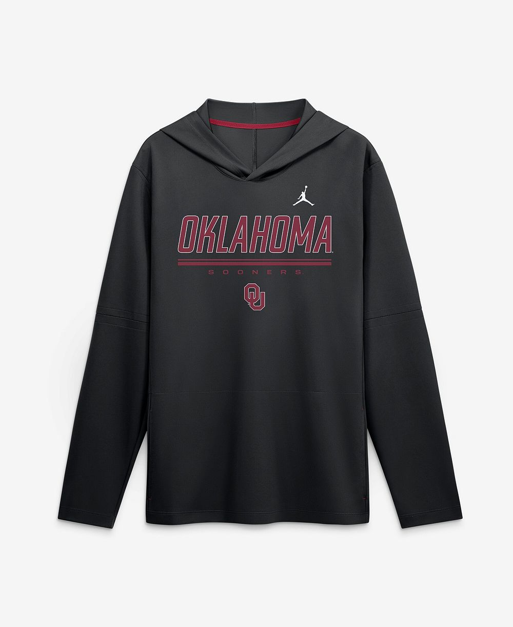 Мужская футболка Jordan Oklahoma Sooners 2026 Sideline Lightweight Long Sleeve Hooded Dri-FIT