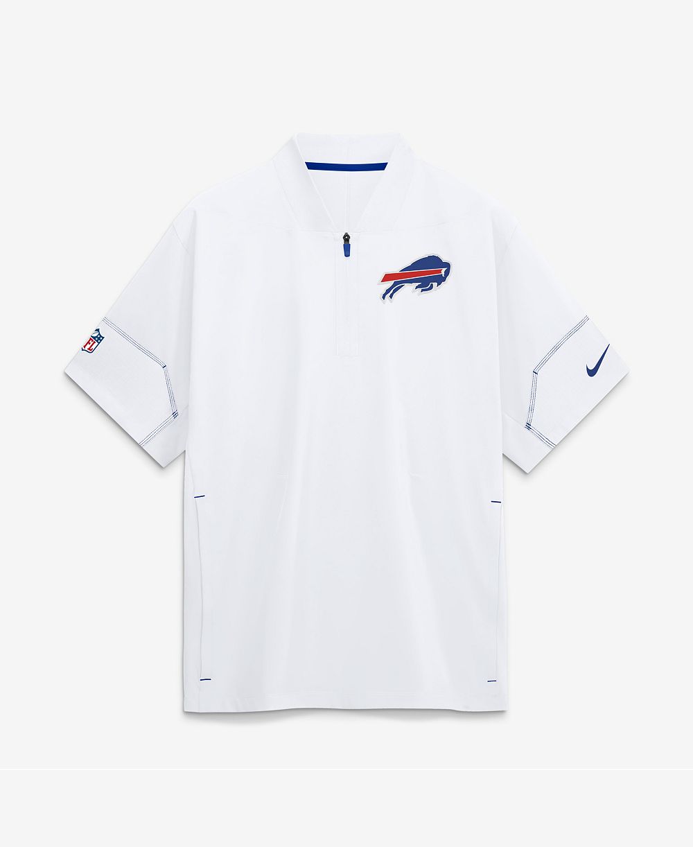 Nike Men's White Buffalo Bills Sideline Short Sleeve Quarter-Zip Coaches Jacket