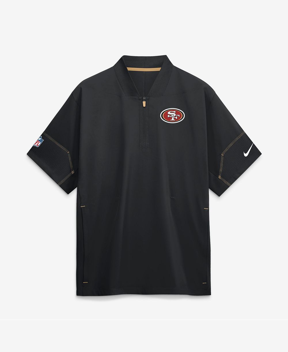 Nike Men's Black San Francisco 49ers Sideline Short Sleeve Quarter-Zip Coaches Jacket