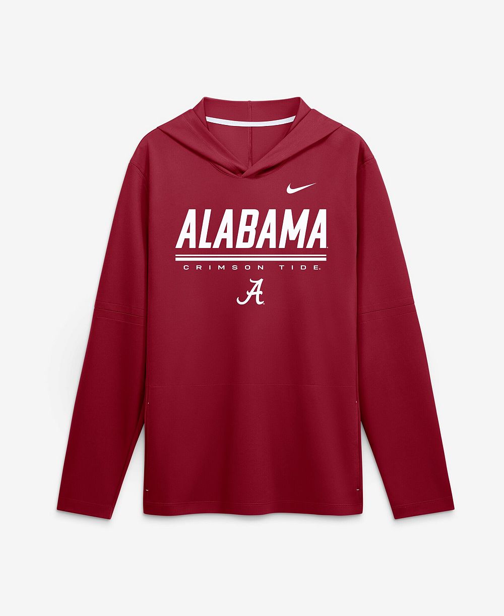 Nike Мужская малиновая футболка Alabama Crimson Tide 2026 Sideline Lightweight Long Sleeve Hooded Dri-FIT