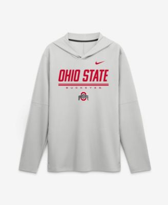 Nike Men's Gray Ohio State Buckeyes 2026 Sideline Lightweight Long Sleeve Hooded Dri-FIT T-Shirt