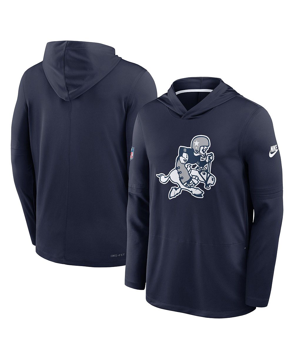 Мужская лонгслив Nike Navy Dallas Cowboys Sideline Dri-FIT с капюшоном