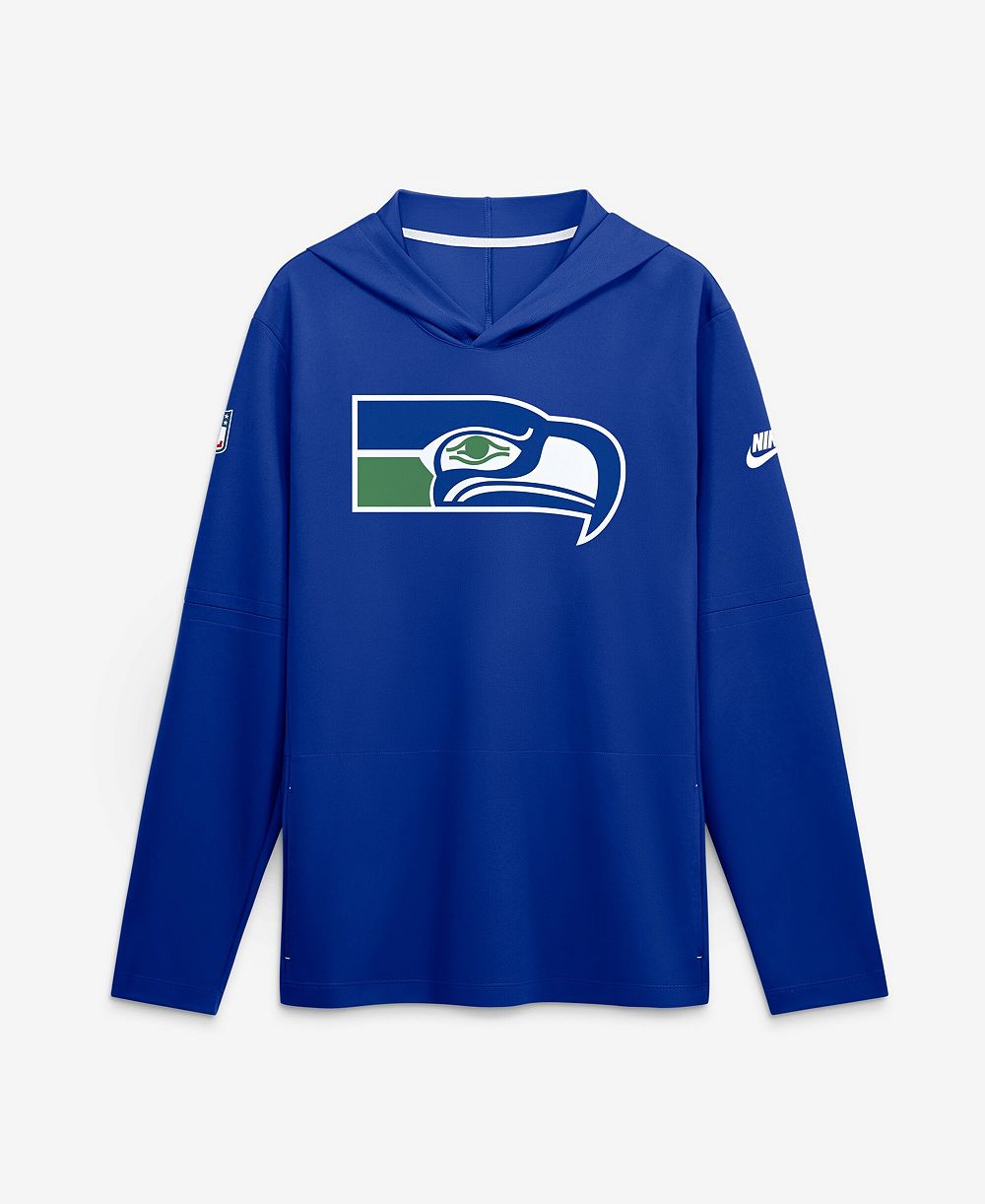 Мужская футболка Nike Royal Seattle Seahawks Sideline Dri-FIT Long Sleeve Hooded