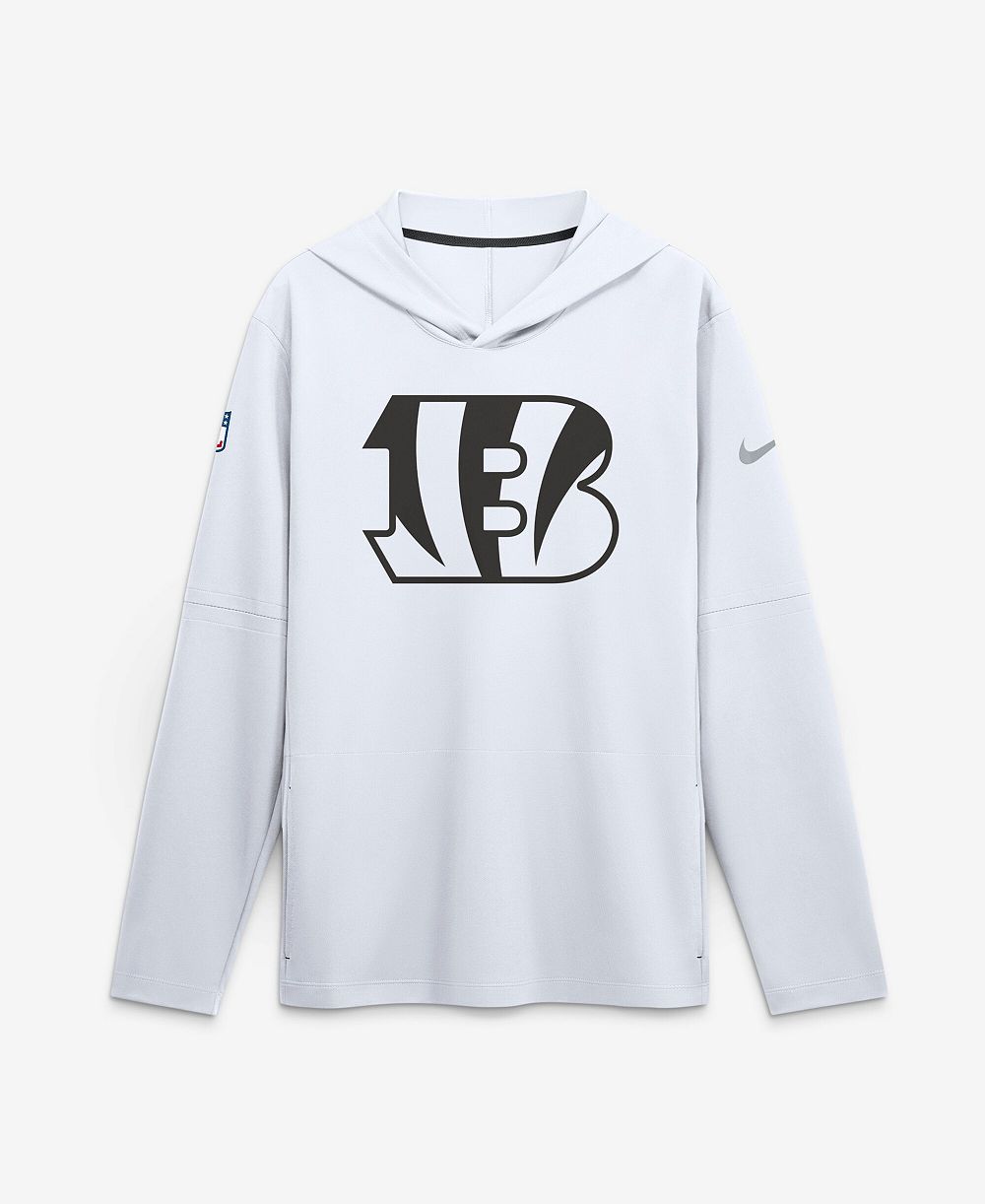 Мужская футболка Nike White Cincinnati Bengals Sideline Dri-FIT Long Sleeve Hooded